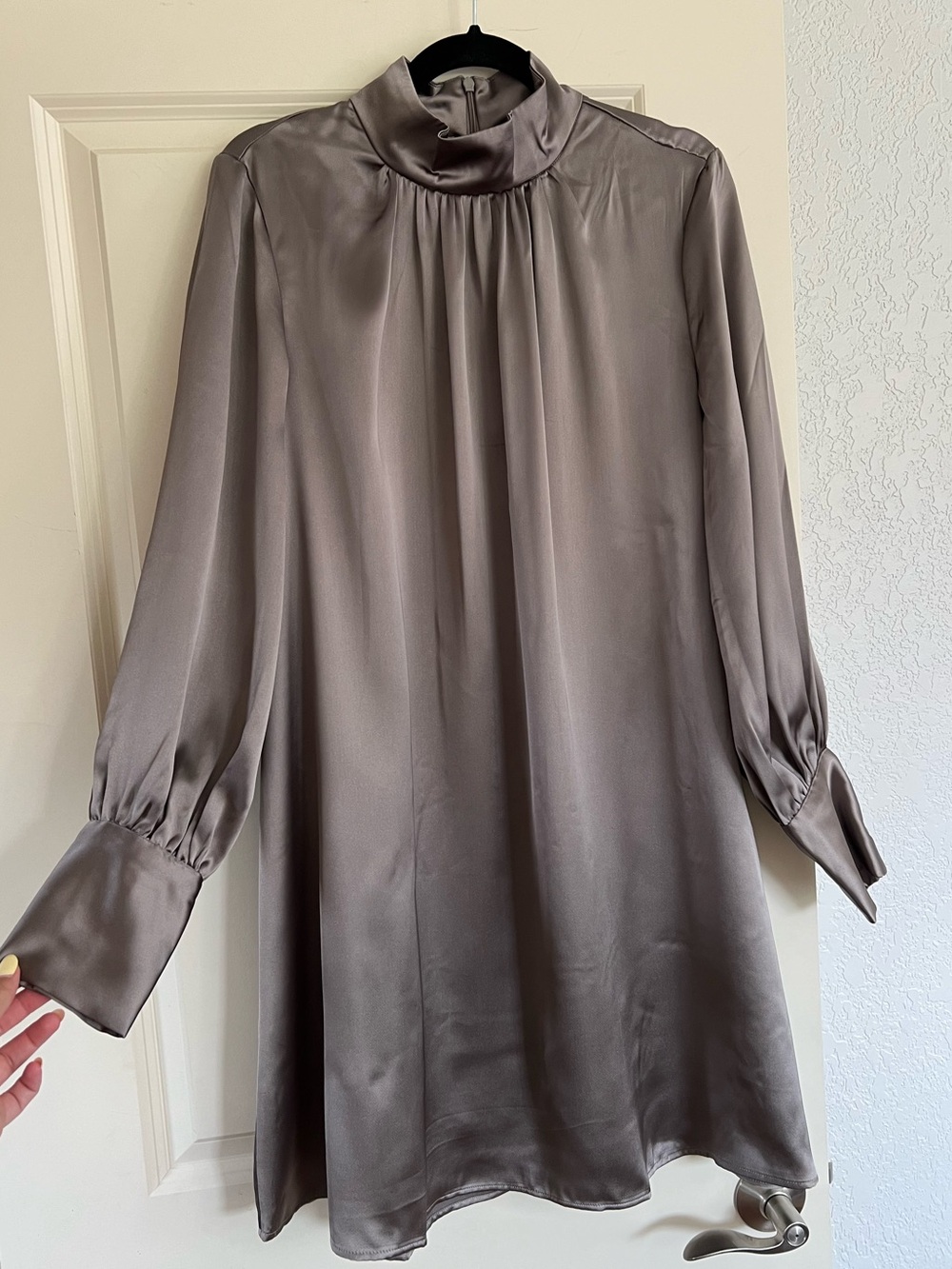 Elegant High-Neck Satin like mini Dress